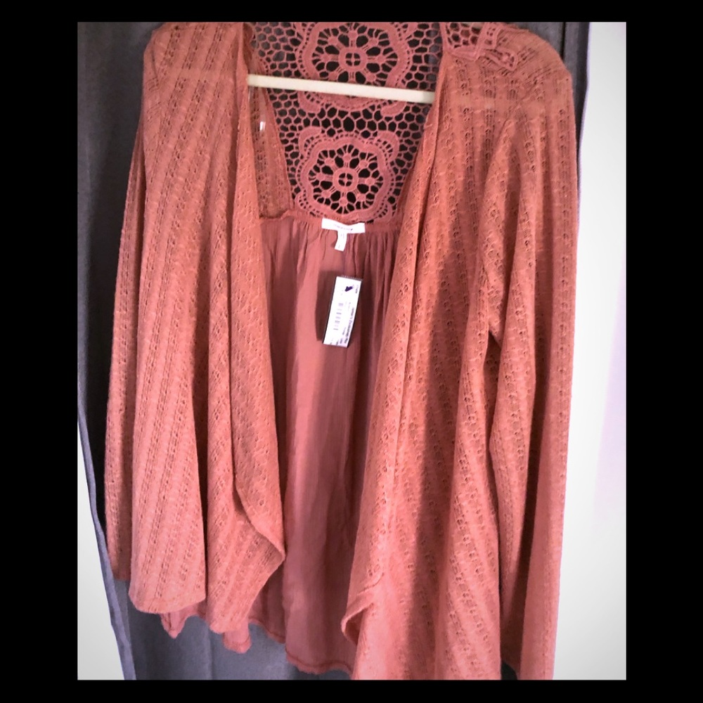 Pinkish mauve fancy lace shirt cover camisole